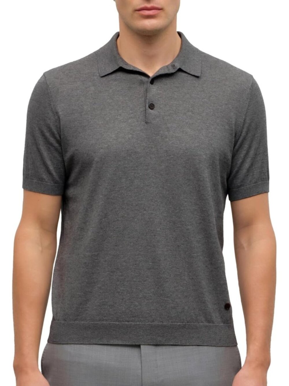 Men’s Slate Pima Cotton & Cashmere Polo Shirt – Luxury Short Sleeve